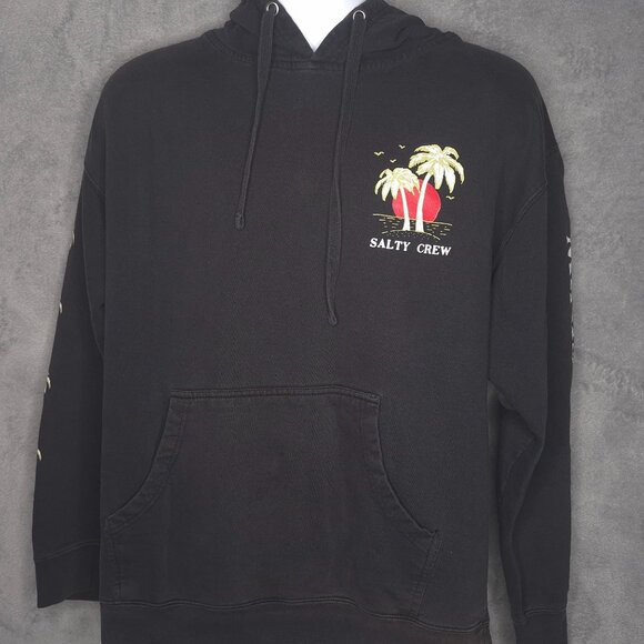 Salty Crew Mens Pullover Hoodie L Palm Tree Ocean Graphics Imperfect - Picture 1 of 7